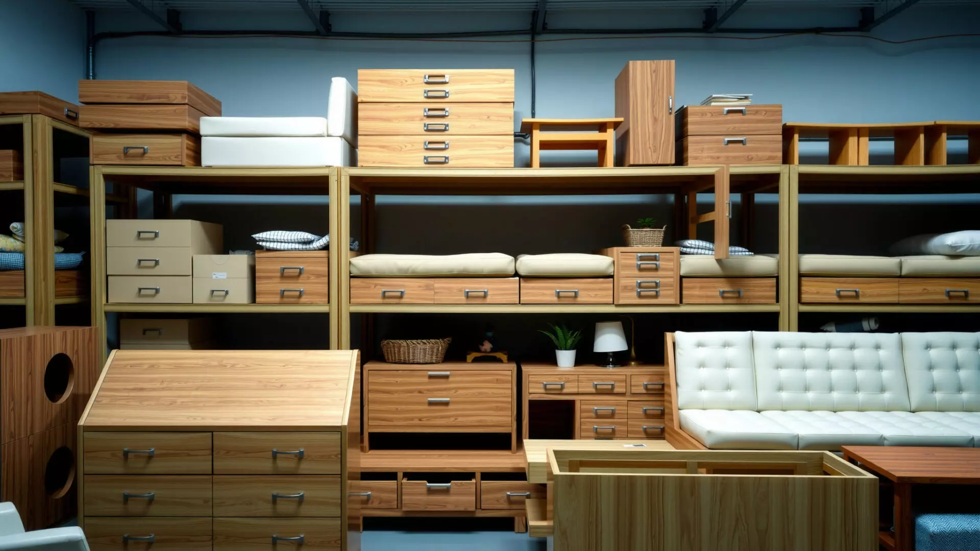 Furniture stored in a TOP SKLAD container unit during a flat renovation