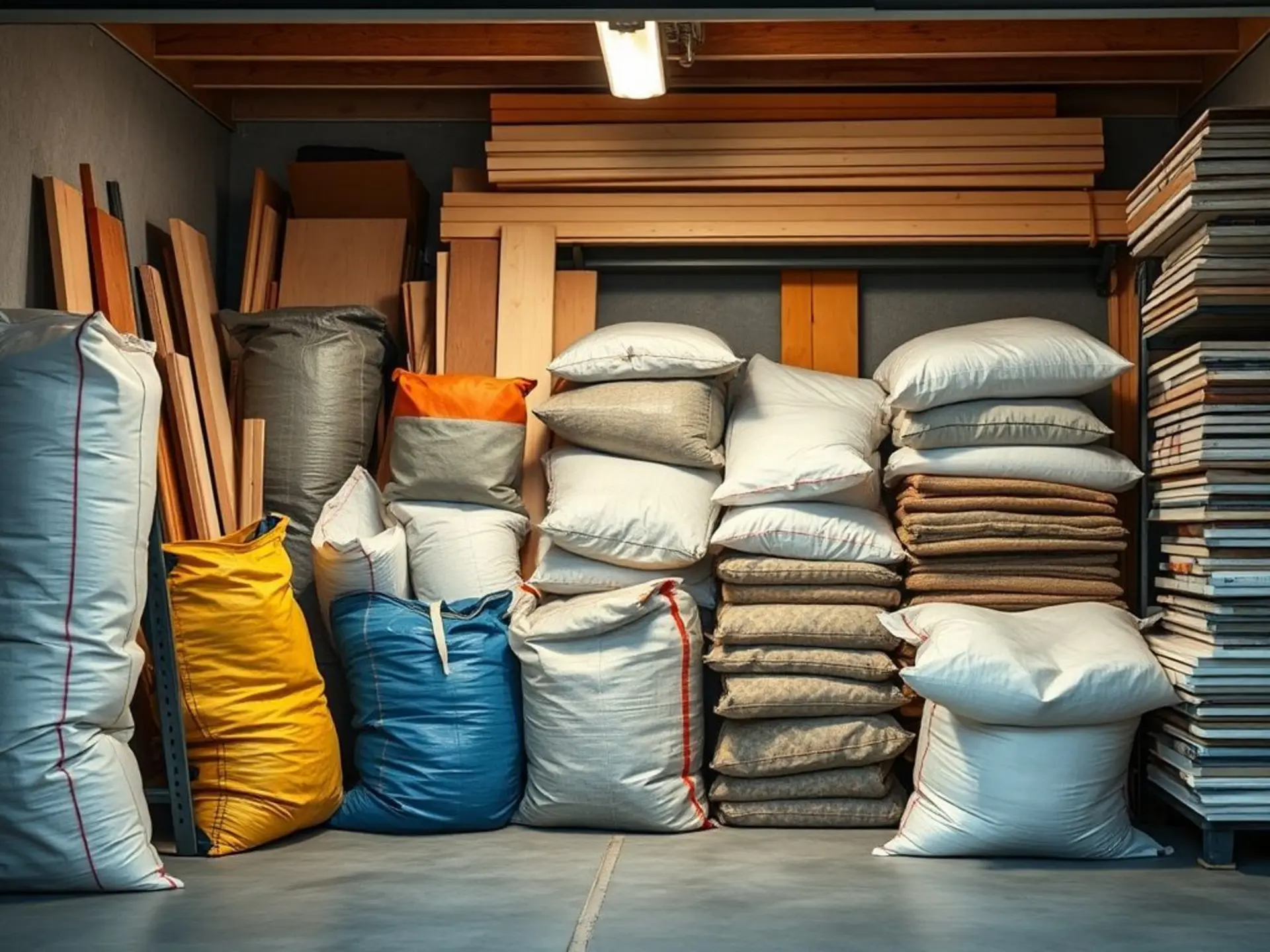 Building materials stored in a TOP SKLAD container